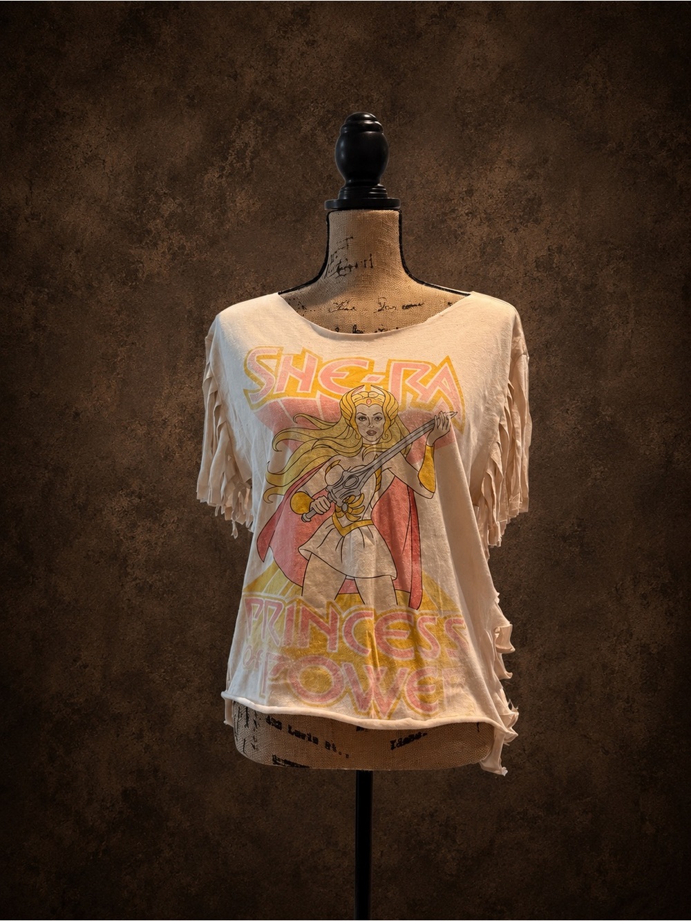She-Ra Graphic Fringe Sleeve Women's Top - Cream